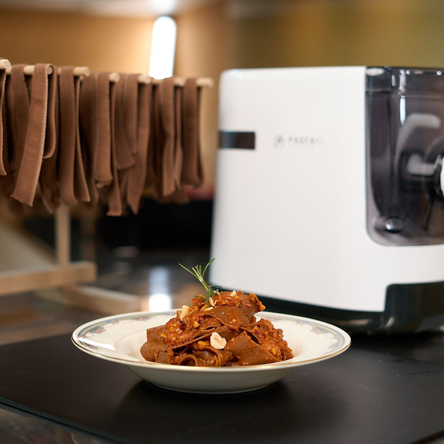 Pappardelle al Cacao con Ragù di Nocciole vegetariano