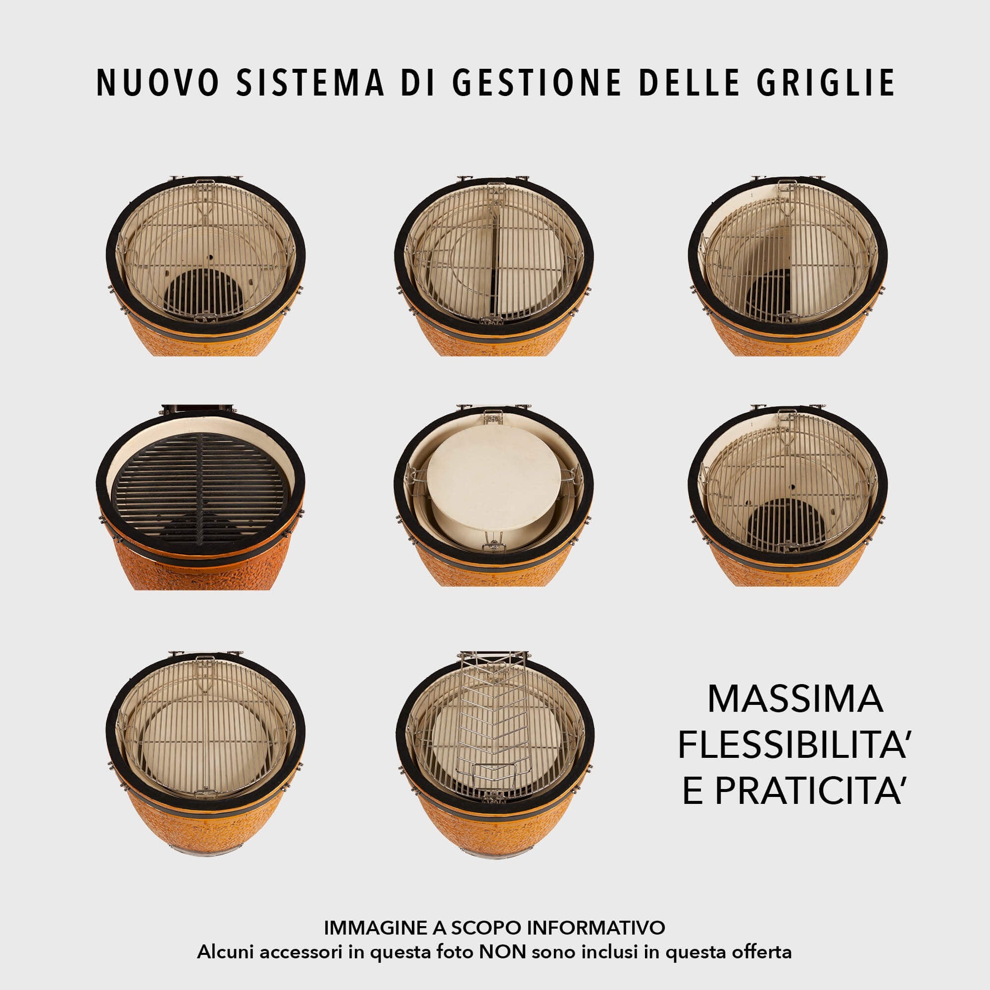 Kamado Barbecue - Medium - Sistema di gestione delle griglie