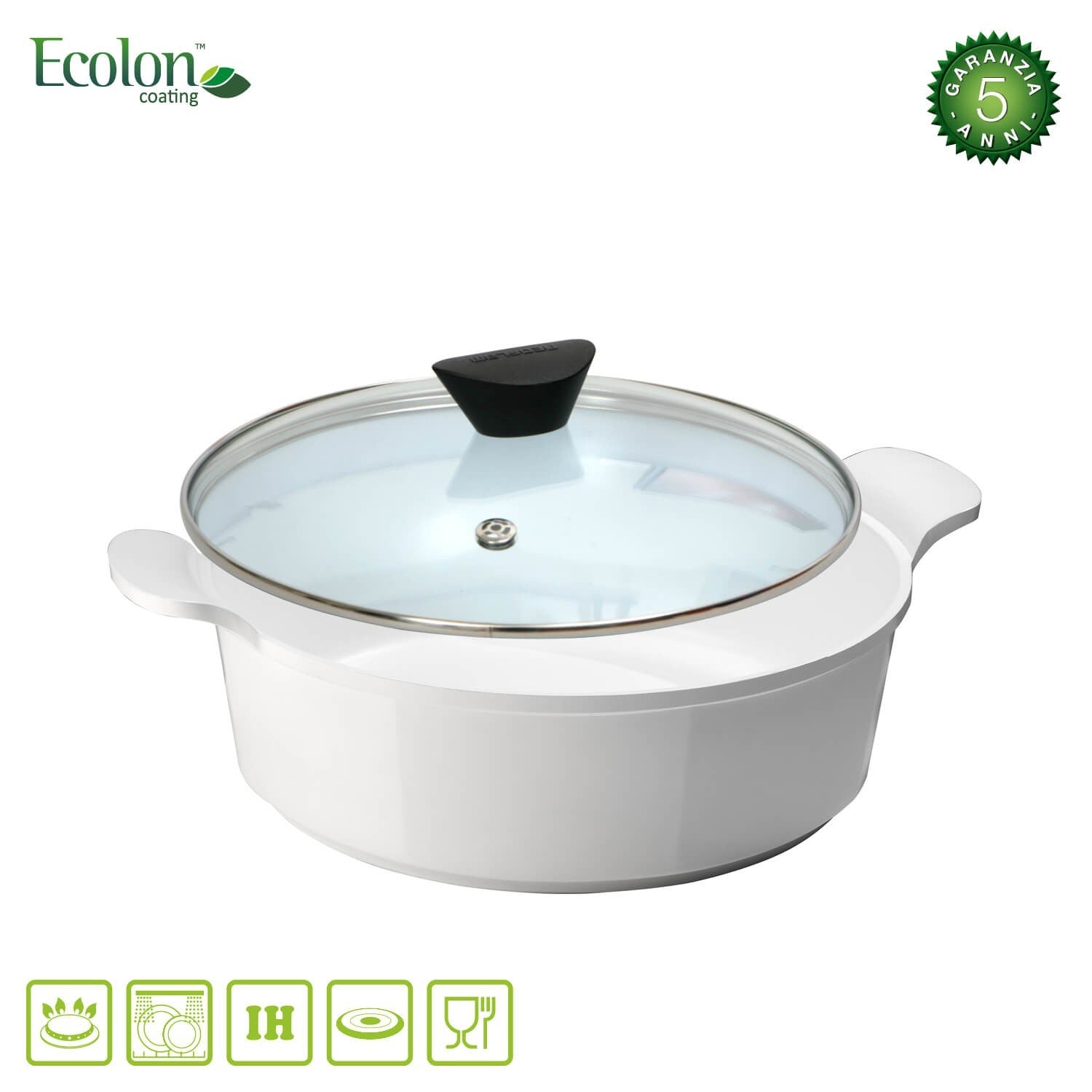 Casseruola Ceramica Antiaderente Induzione Bassa cm 24