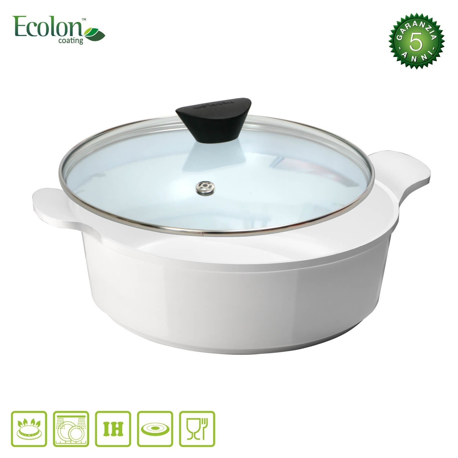 Casseruola Antiaderente Ceramica Induzione Bassa cm 28