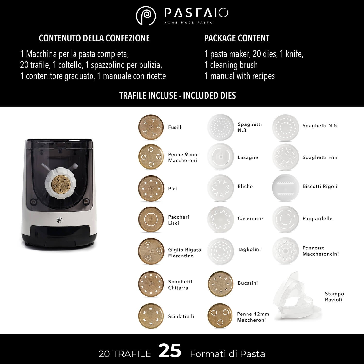 Trafile incluse Pastaio Master Edition macchina per la pasta Classe italy