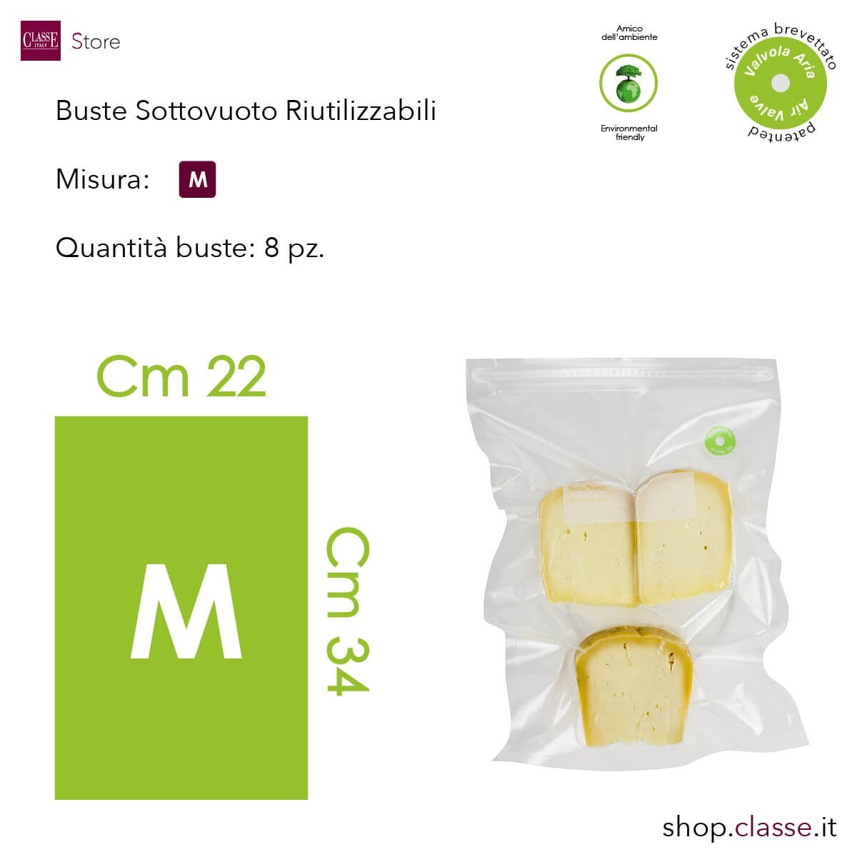 Buste per sottovuoto Riutilizzabili misura M