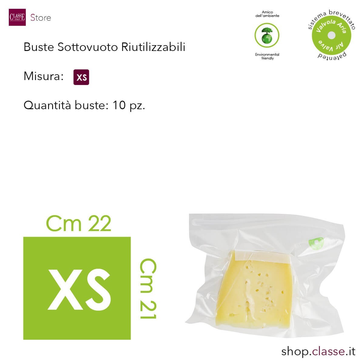 Buste per sottovuoto Riutilizzabili misura XS