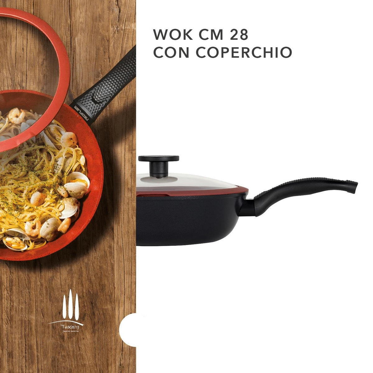 WOK antiaderente Ecologico cm 28 Linea Tuscany - Dettaglio