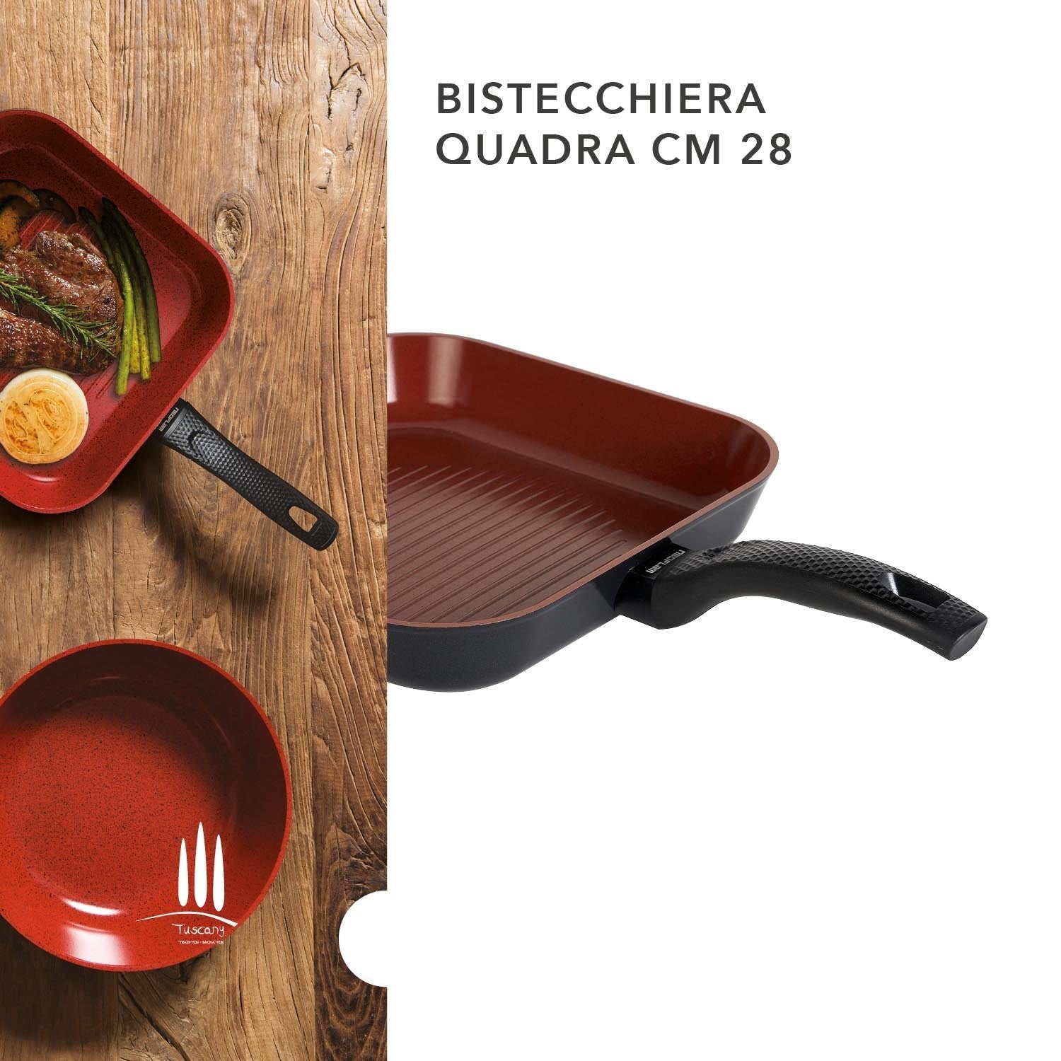 Bistecchiera antiaderente Ecologica cm 28 Linea Tuscany - dettaglio