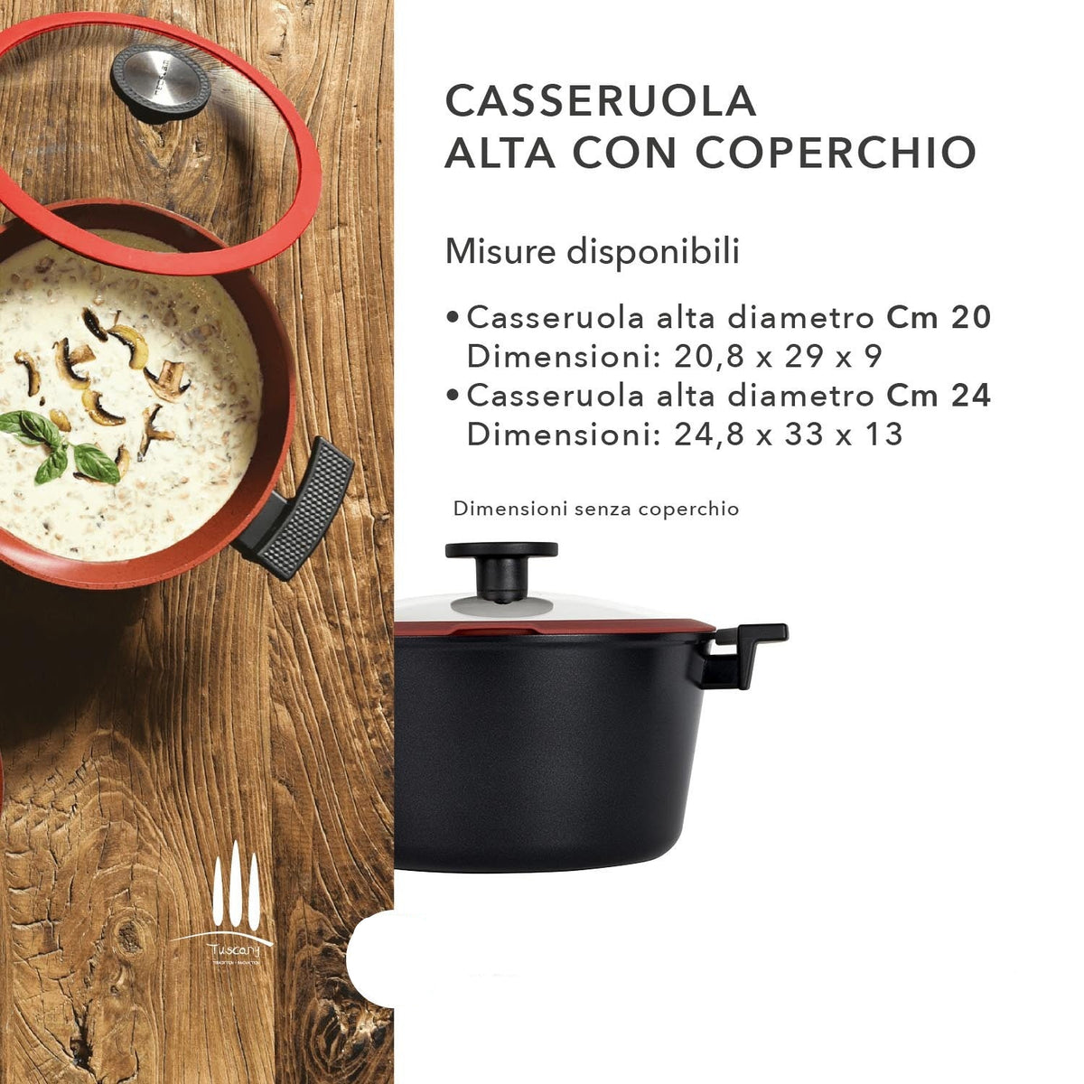 Casseruola antiaderente Ecologica Linea Tuscany - Dettagli