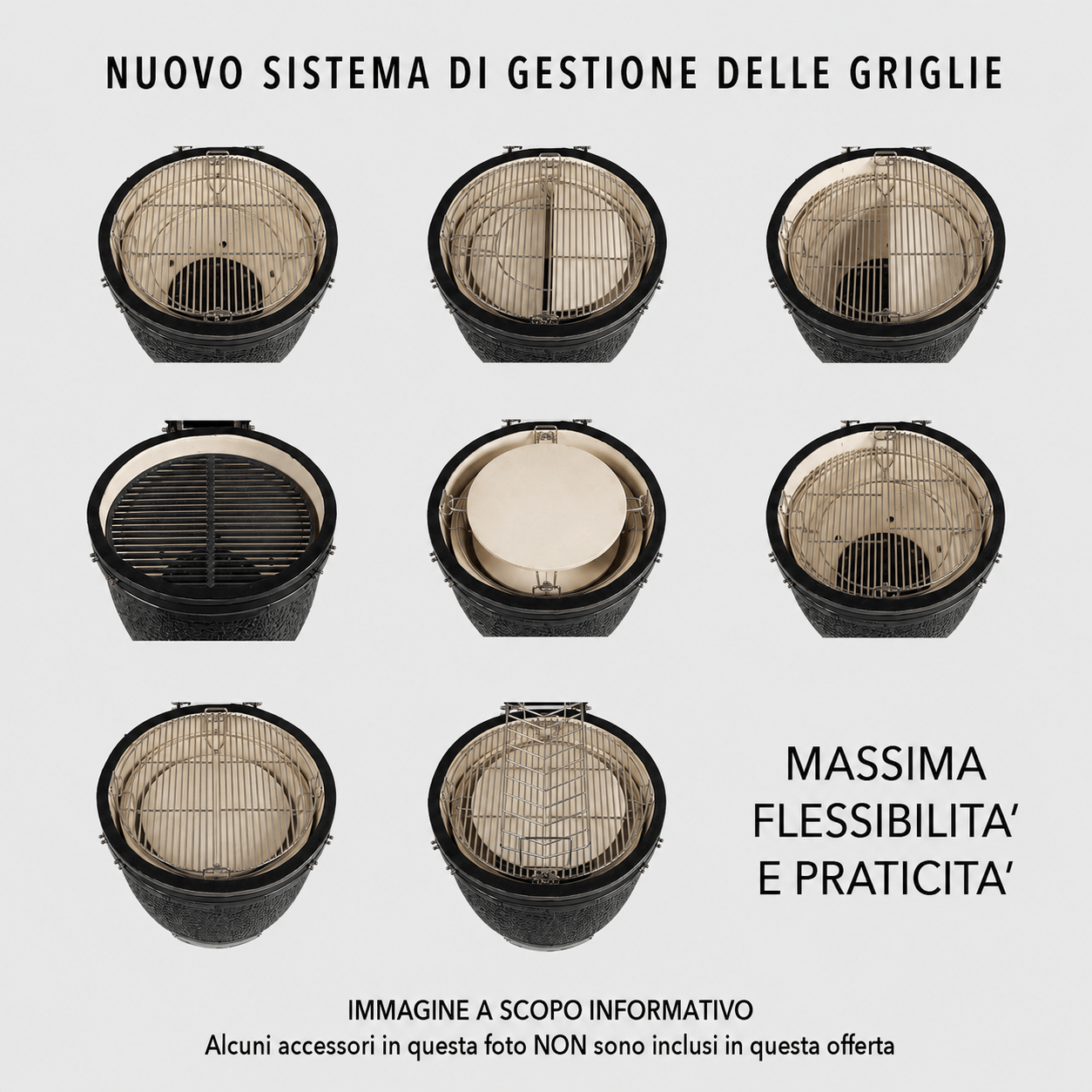 Sistema griglie a due posizioni Kamado Barbecue Extra Large - Classe Italy