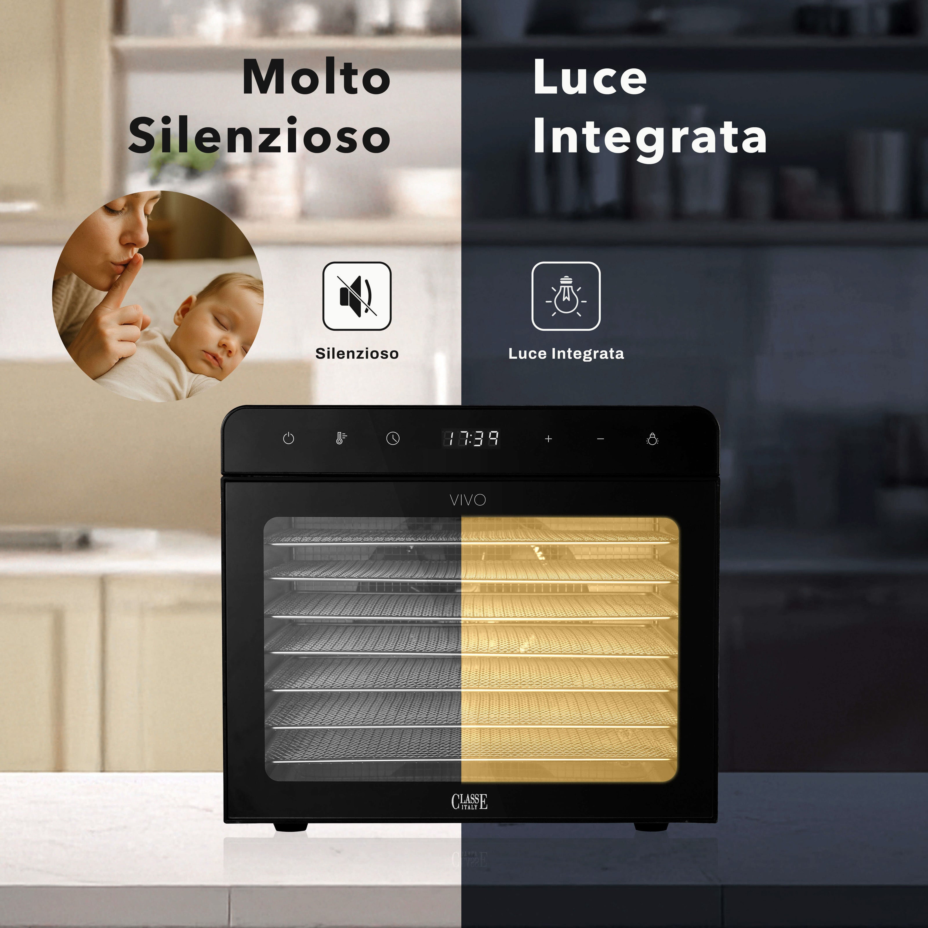 Essiccatore Alimenti silenzioso 8 piani in acciaio Classe Italy uso notturno