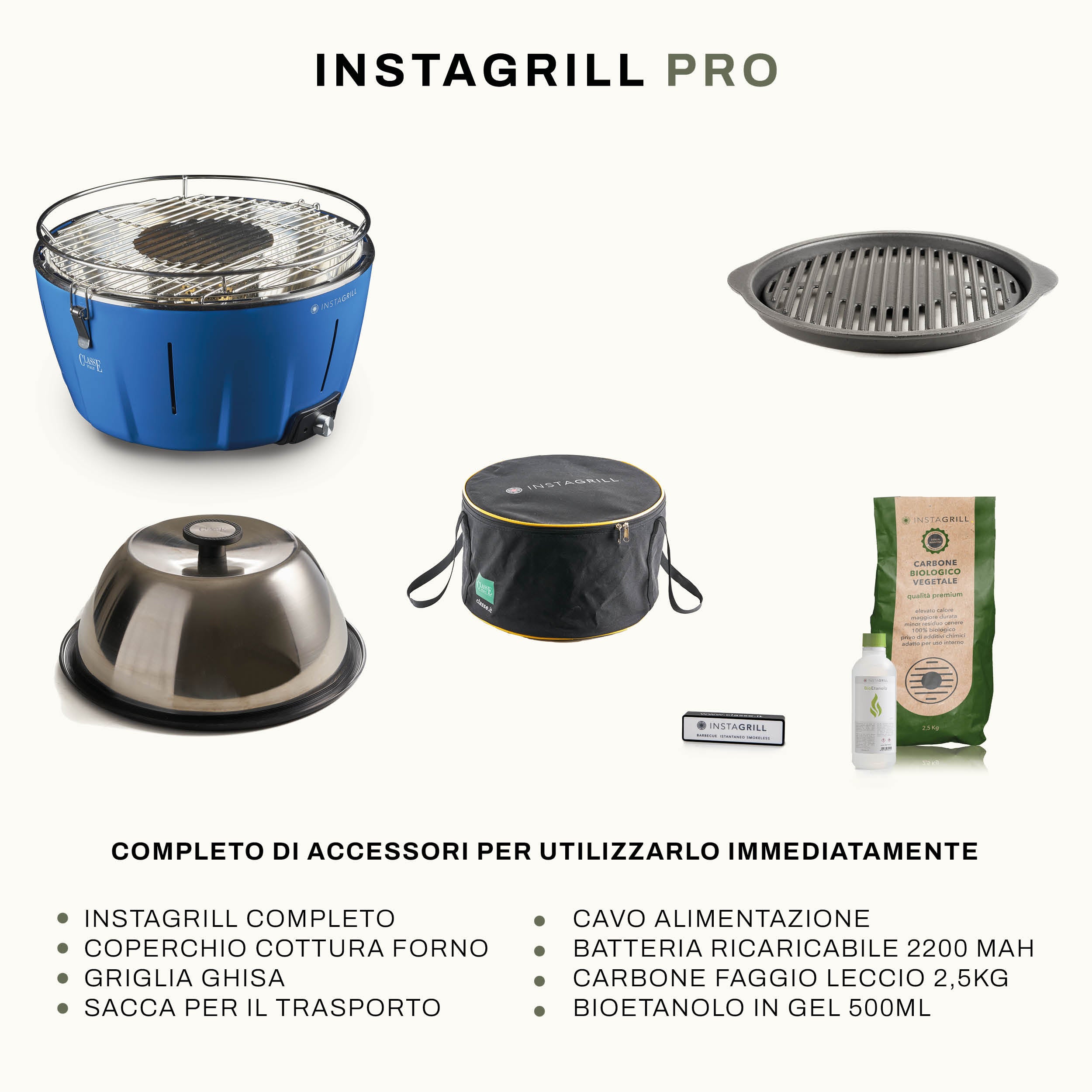 InstaGrill PRO Barbecue da tavolo senza fumo portatile con Griglia in Ghisa e coperchio forno
