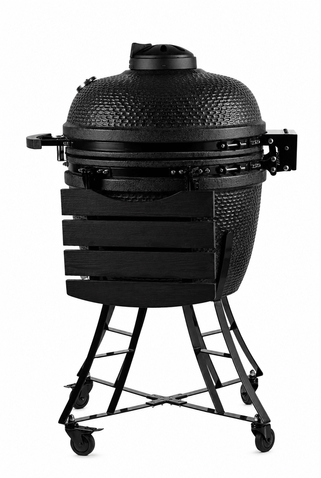 Kamado Barbecue Extra Large vista laterale chiuso con struttura in acciaio - Classe Italy