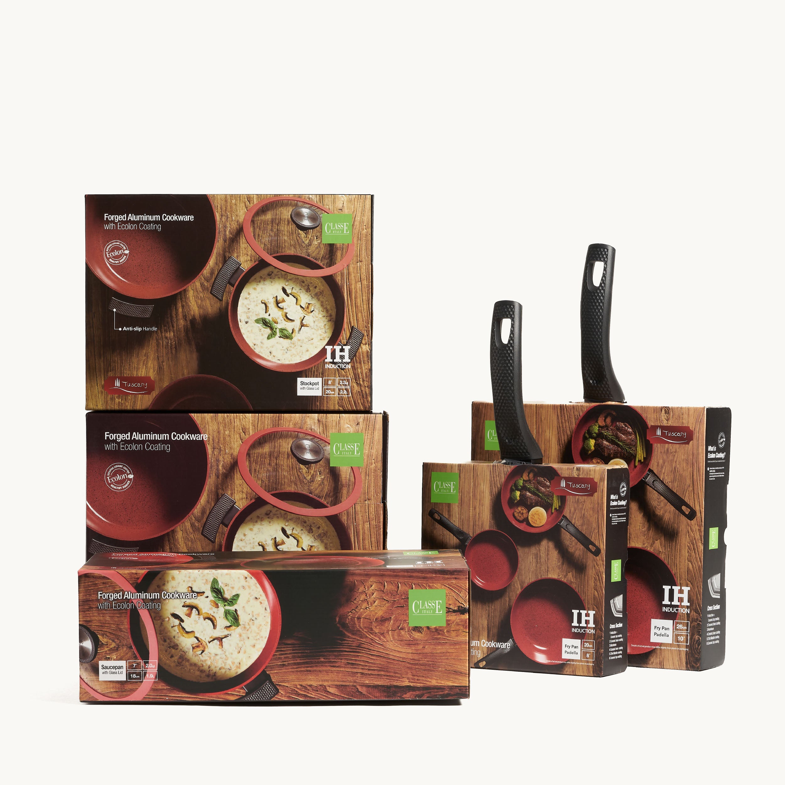 Padelle Antiaderenti senza PFAS Tuscany Classe Italy_Set 8 pz box