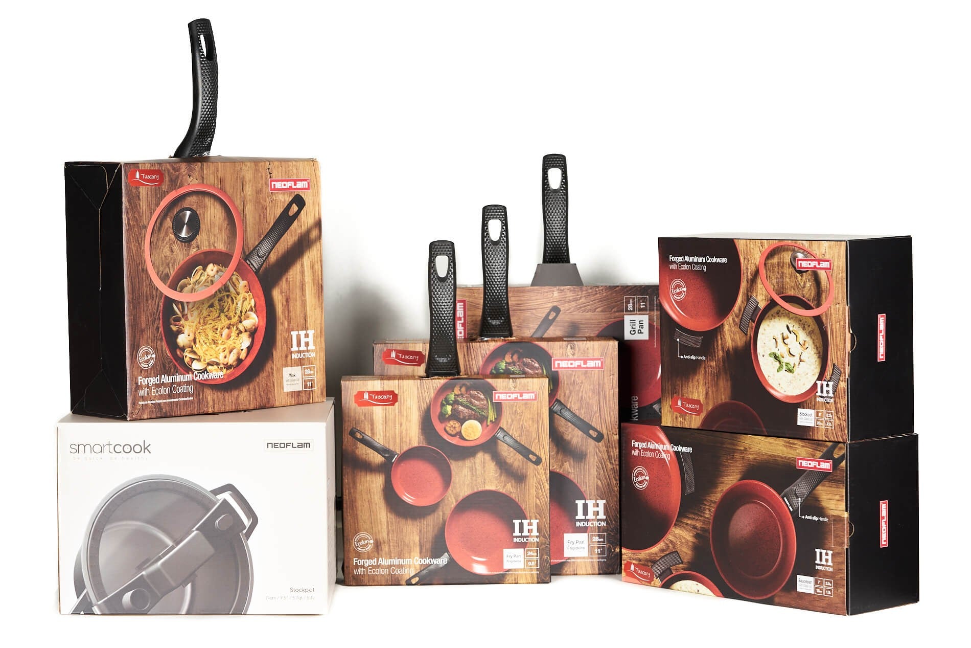 SET 11pz Padelle e Casseruole Antiaderenti Ecologiche - Linea Tuscany