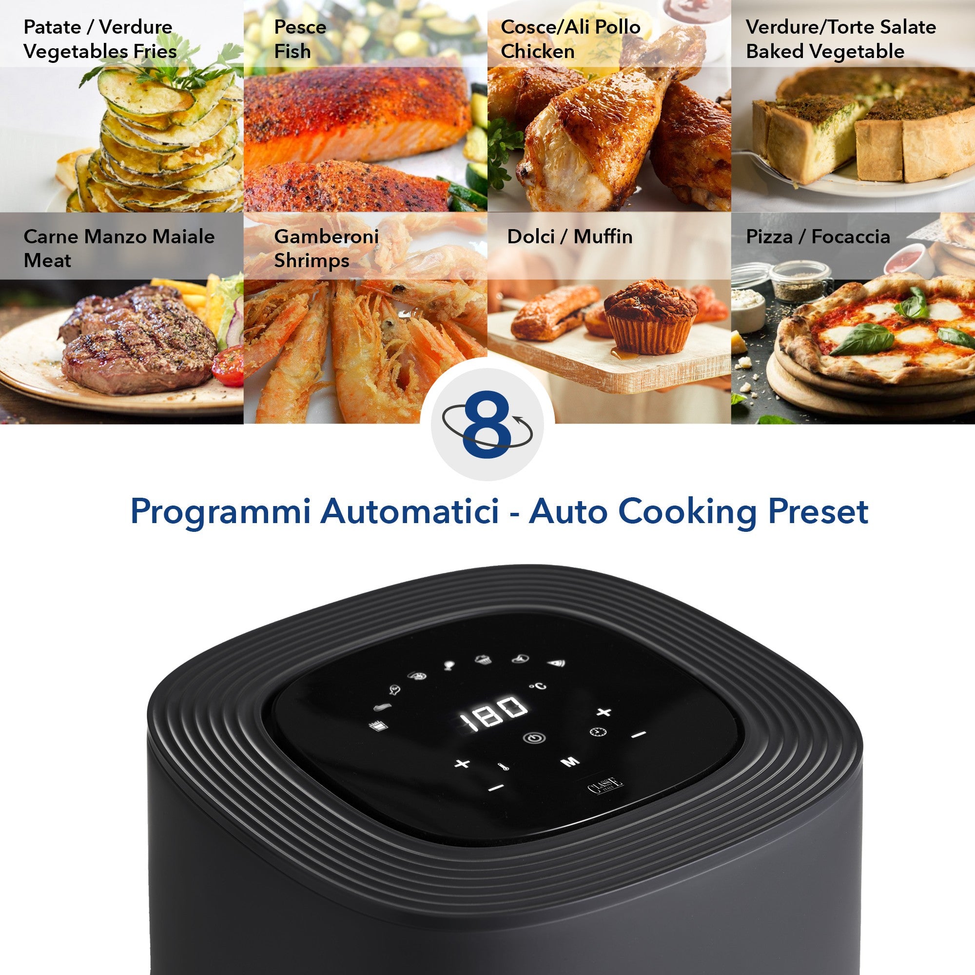 Friggitrice ad Aria 5,5 Litri | Vivo Air Fryer TIPI DI PROGRAMMA