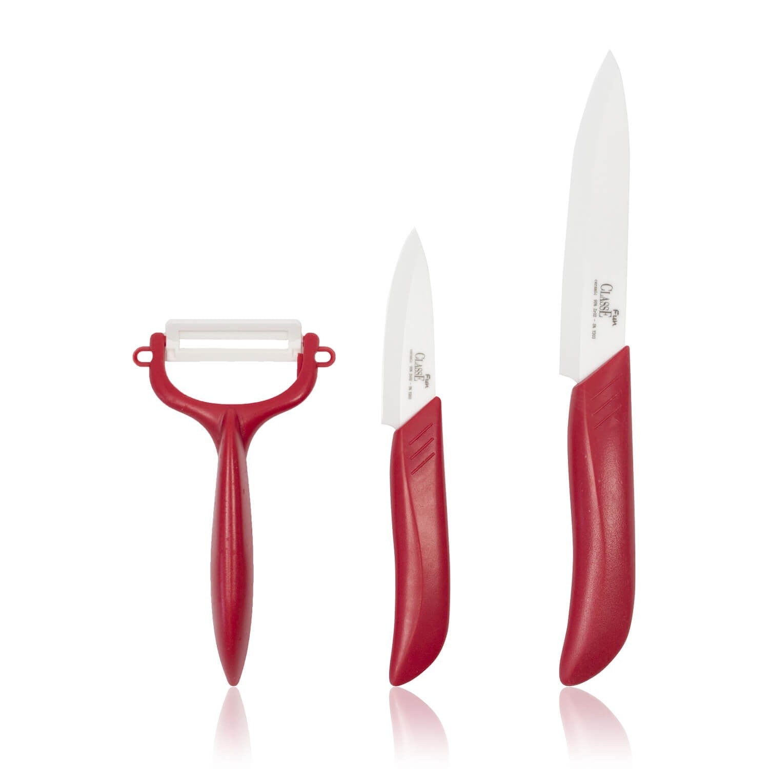 Coltelli in Ceramica Set 3 Pz Coltelli Ceramica Frutta e Verdura Rosso