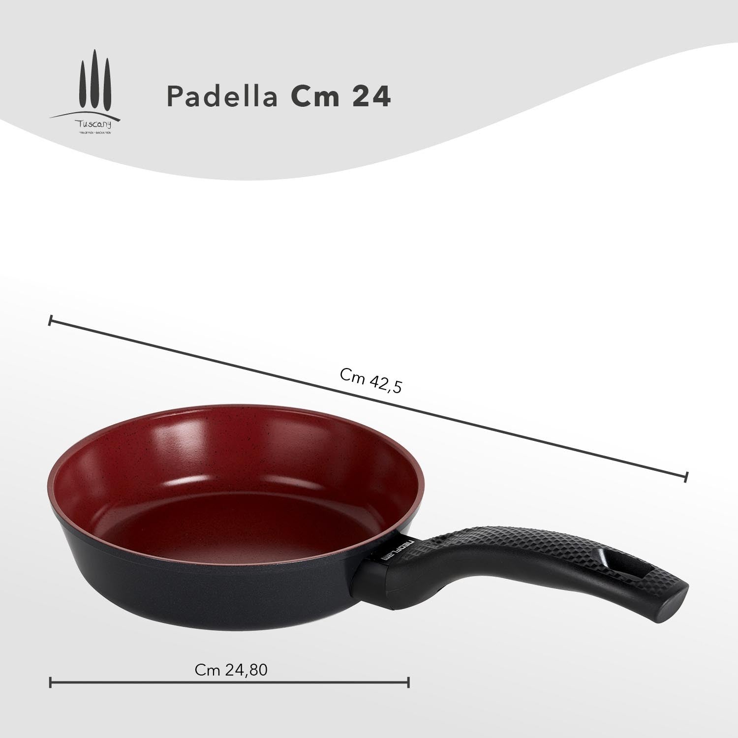 Padelle antiaderenti Ecologiche Linea Tuscany - Misure padella 24 cm