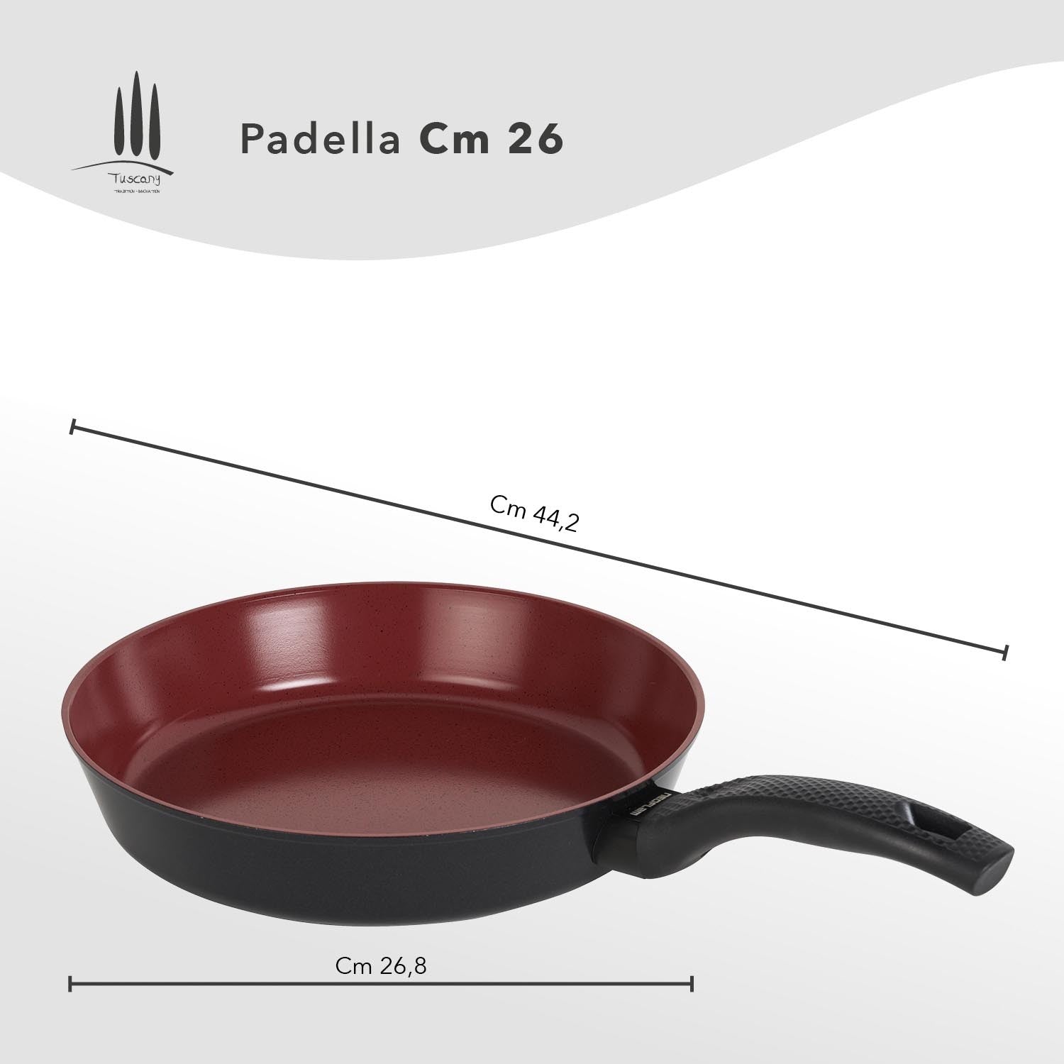 Padelle antiaderenti Ecologiche Linea Tuscany - Misure padella 26 cm