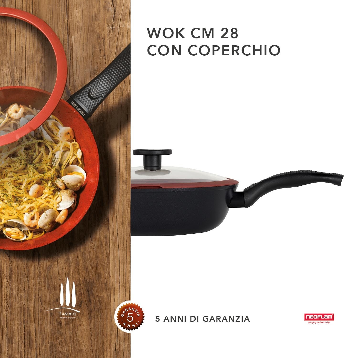 WOK antiaderente Ecologico cm 28 Linea Tuscany - Dettaglio