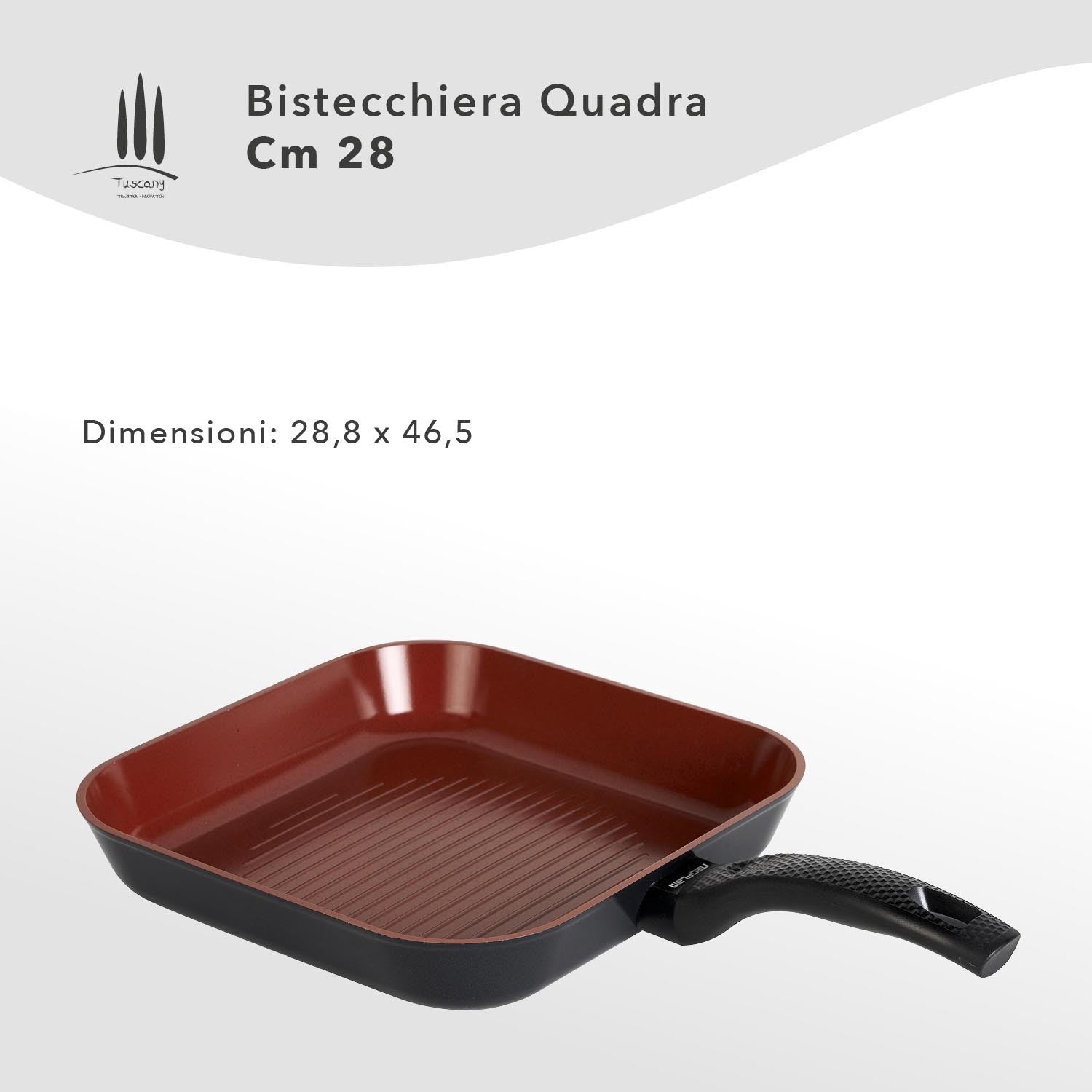 Bistecchiera antiaderente Ecologica cm 28 Linea Tuscany - Misure