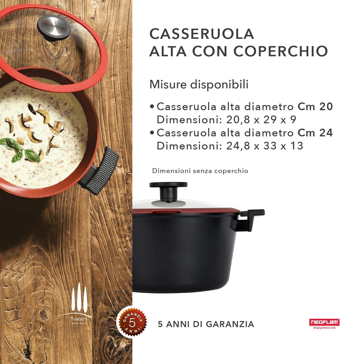 Casseruola antiaderente Ecologica Linea Tuscany - Dettagli