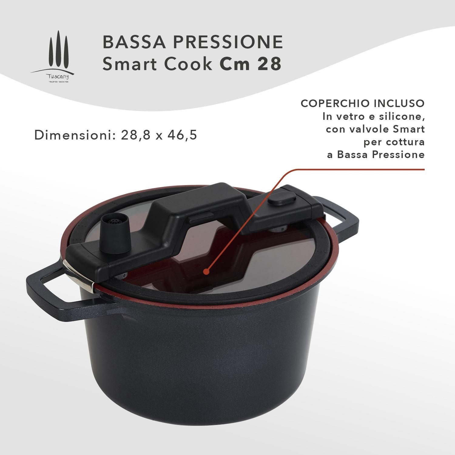 Smart Cook Cucina a Bassa Pressione  Ecologica Linea Tuscany - coperchio