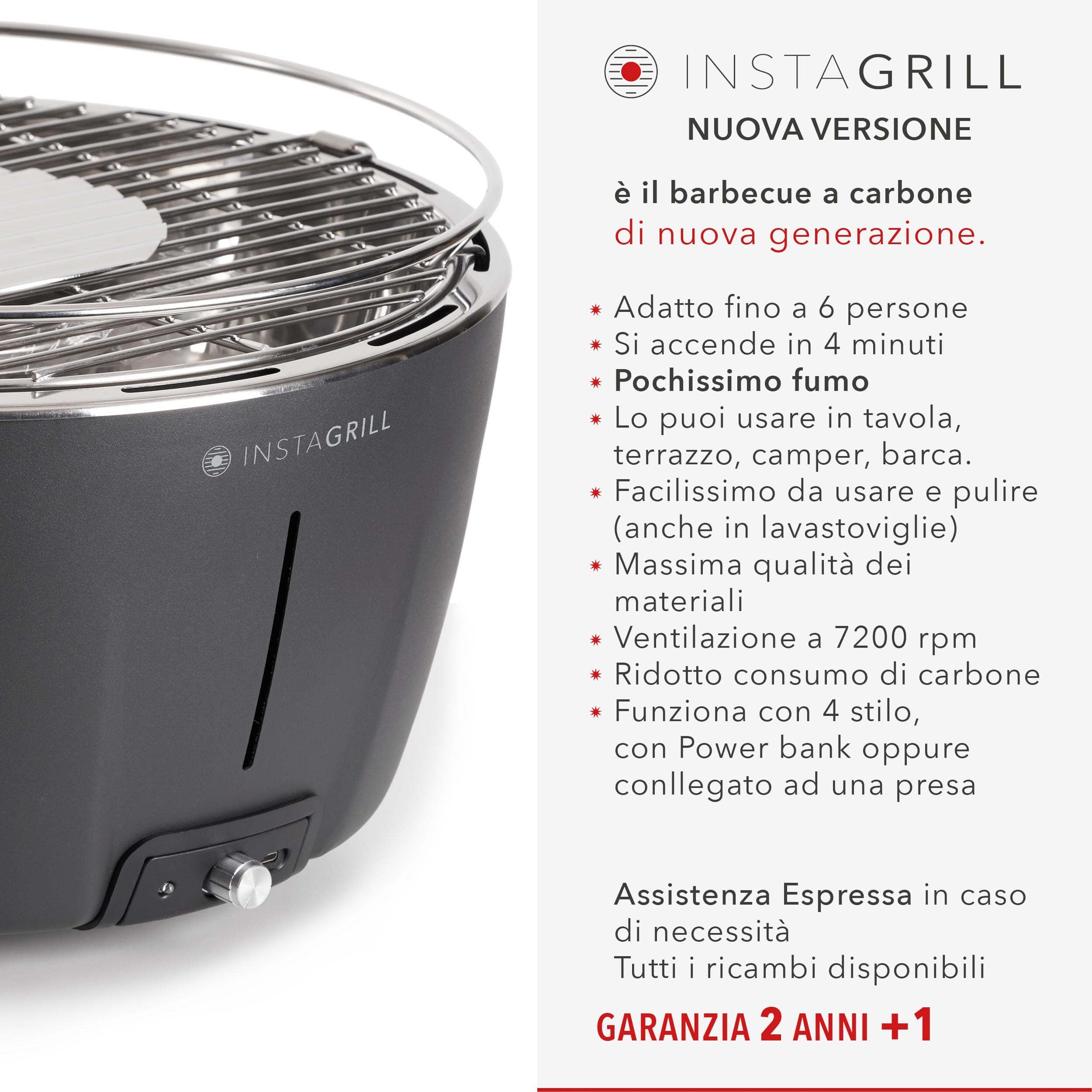 Barbecue da tavolo senza fumo portatile InstaGrill | Antracite