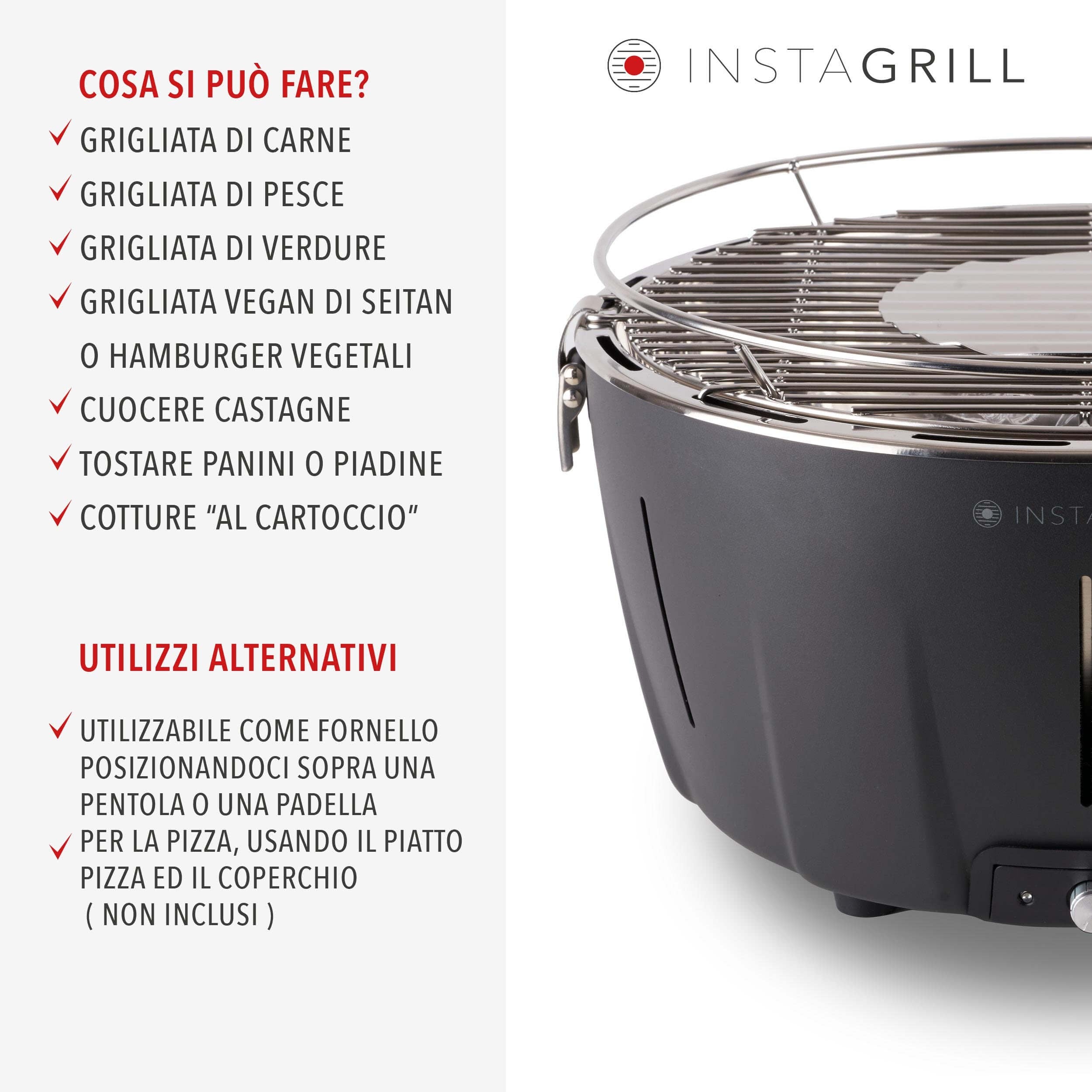 Barbecue da tavolo senza fumo portatile InstaGrill | Antracite