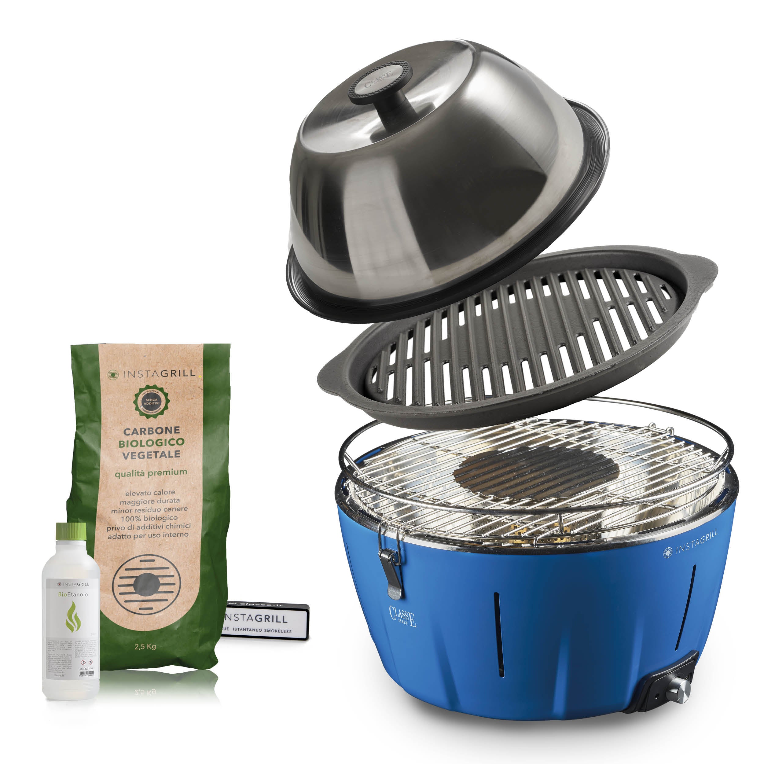 InstaGrill PRO Tragbarer rauchfreier Tischgrill mit Teppanyaki-Stein und Backofenabdeckung