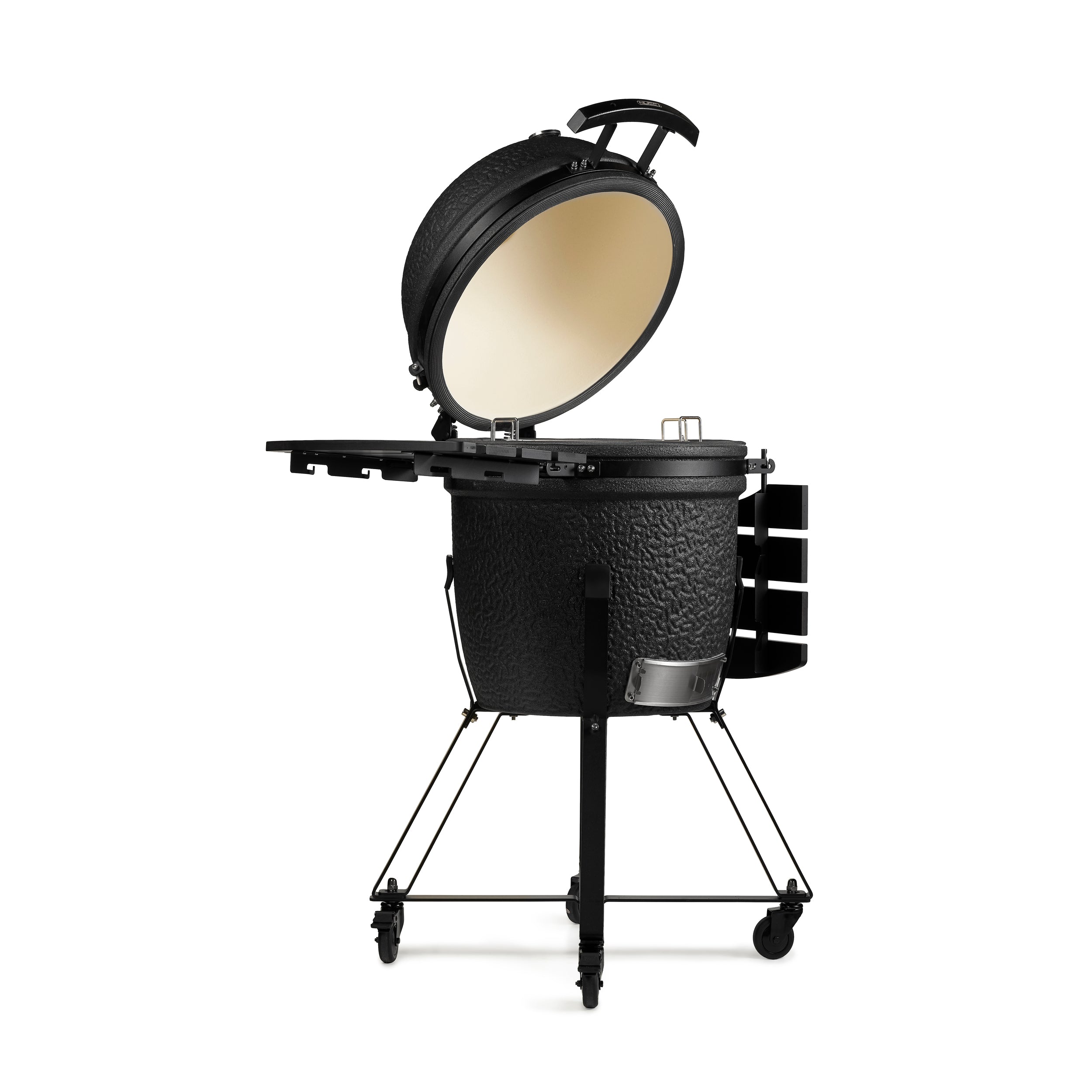 Barbecue Kamado Black Medium Classe Italy su carrello con ruote, perfetto per cucinare all'aperto in giardino o in terrazza