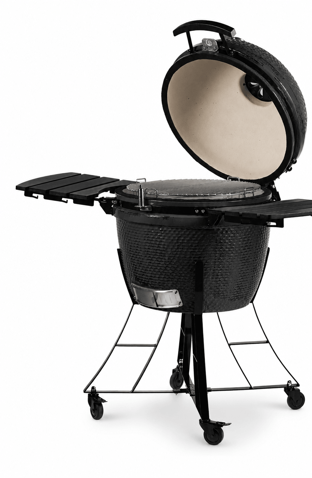 Kamado Barbecue Extra Large aperto a 45° con griglia in acciaio inox - Classe Italy
