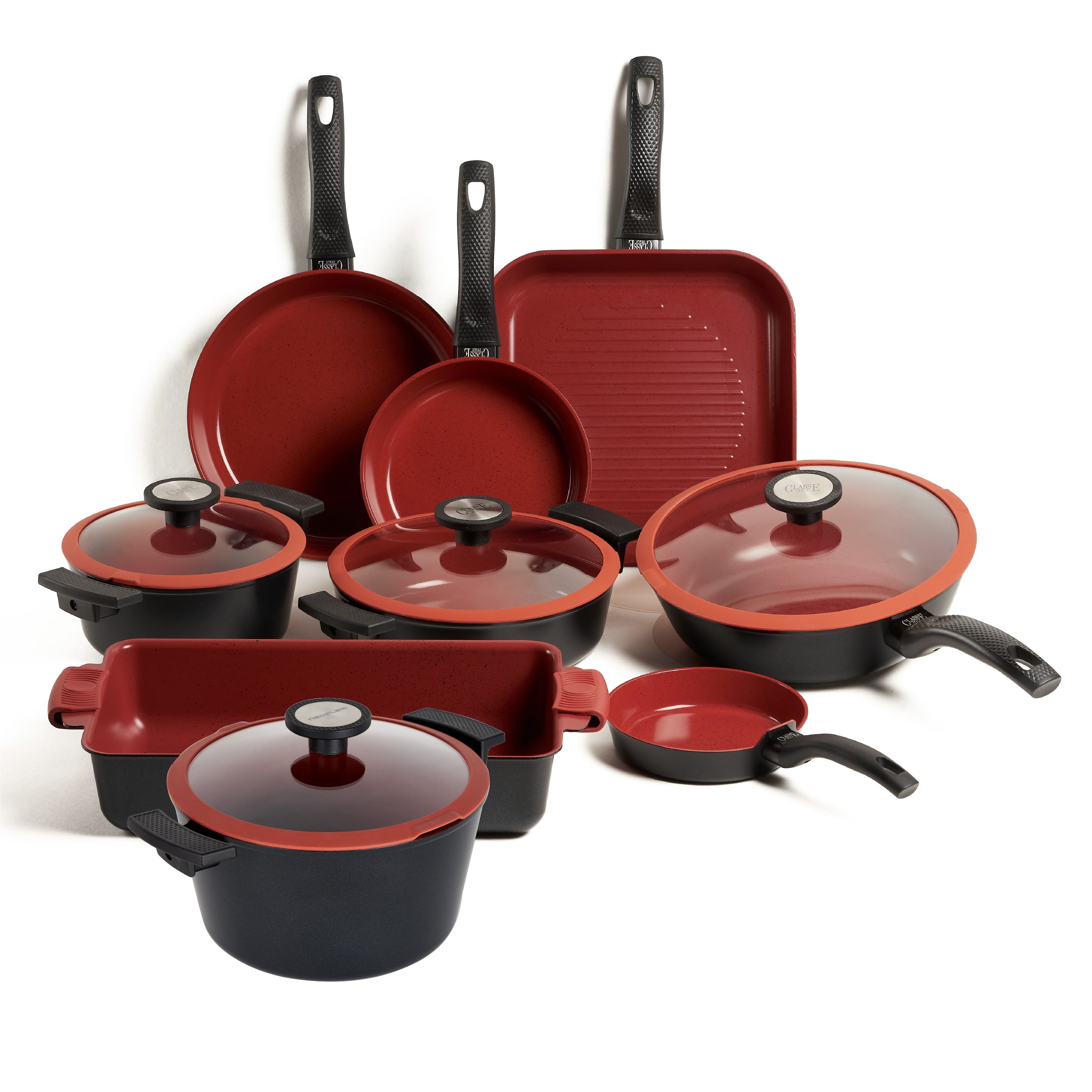 Batteria 13 pz Padelle Antiaderenti senza PFAS Tuscany Classe Italy