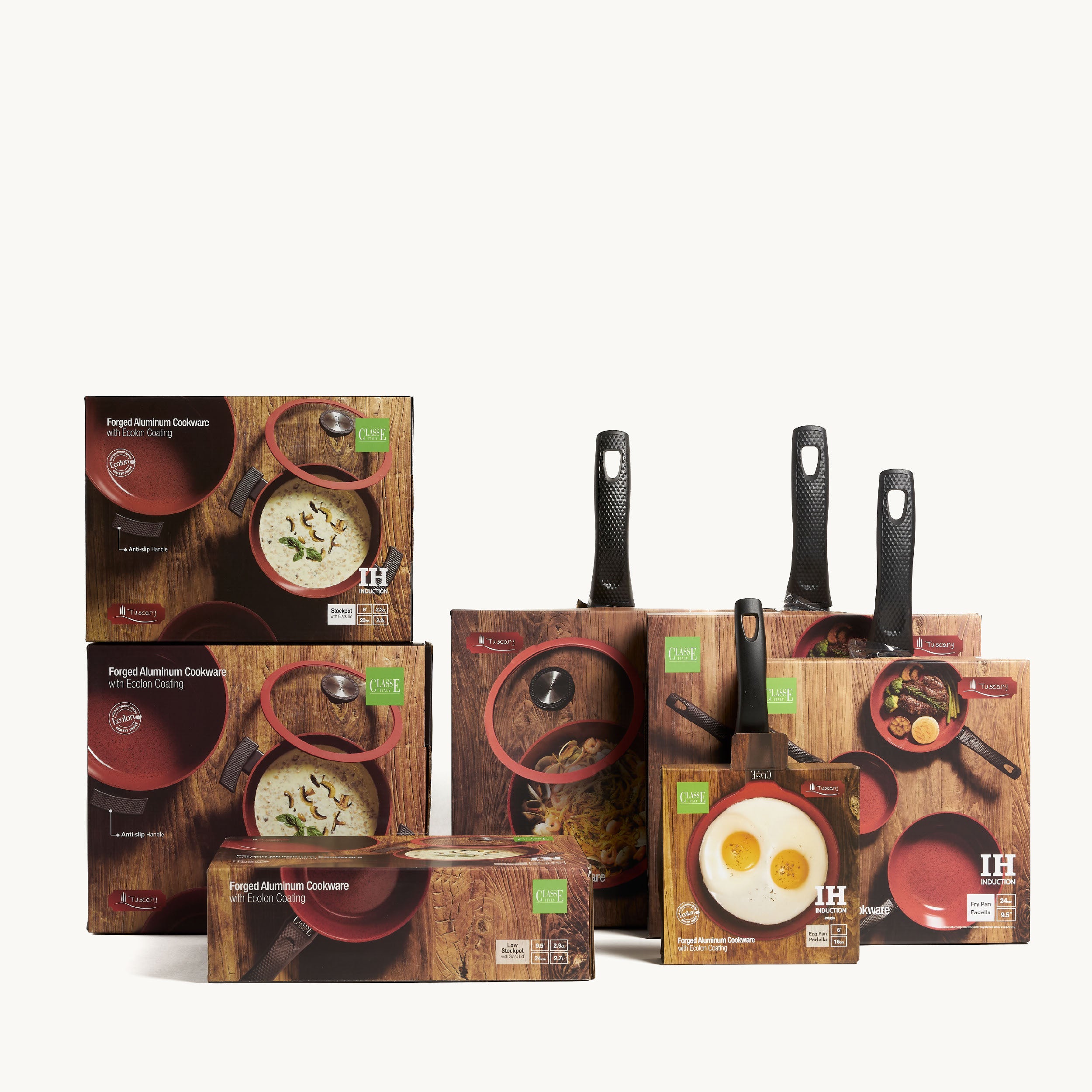 Batteria 11 pz Padelle Antiaderenti senza PFAS Tuscany Classe Italy in scatola regalo
