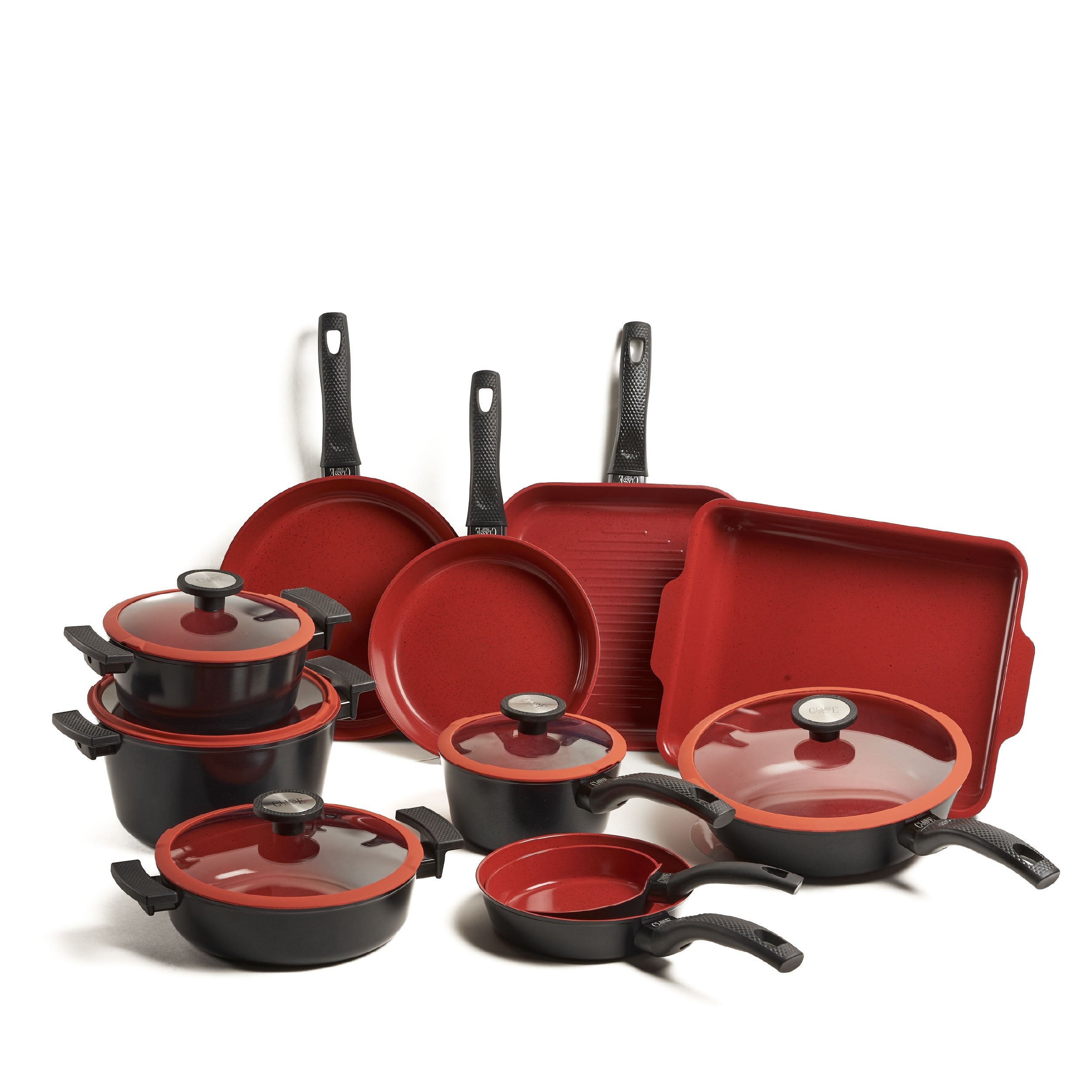 Batteria 16 pz Padelle Antiaderenti senza PFAS Tuscany Classe Italy 