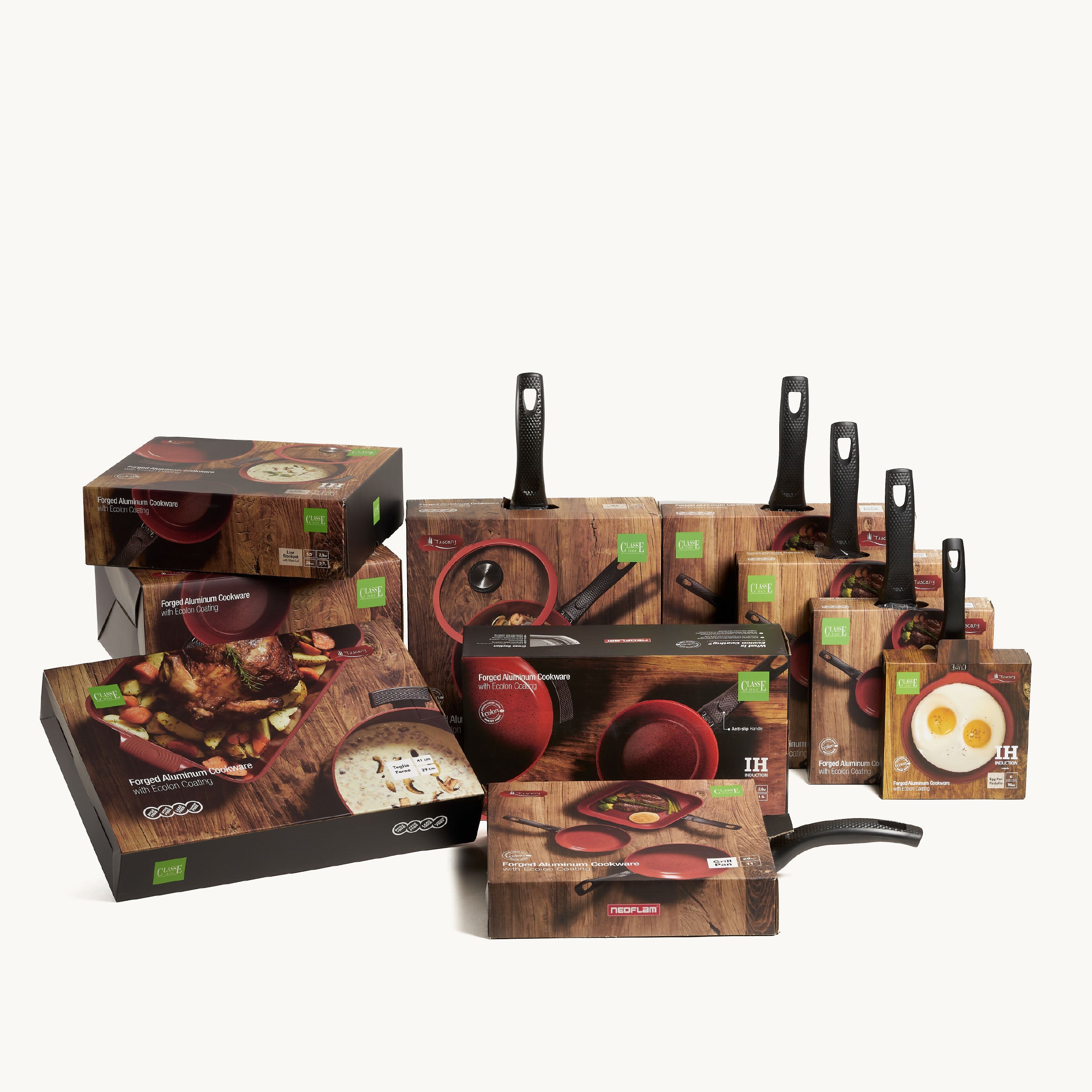 Batteria 16 pz Padelle Antiaderenti senza PFAS Tuscany Classe Italy confezione regalo