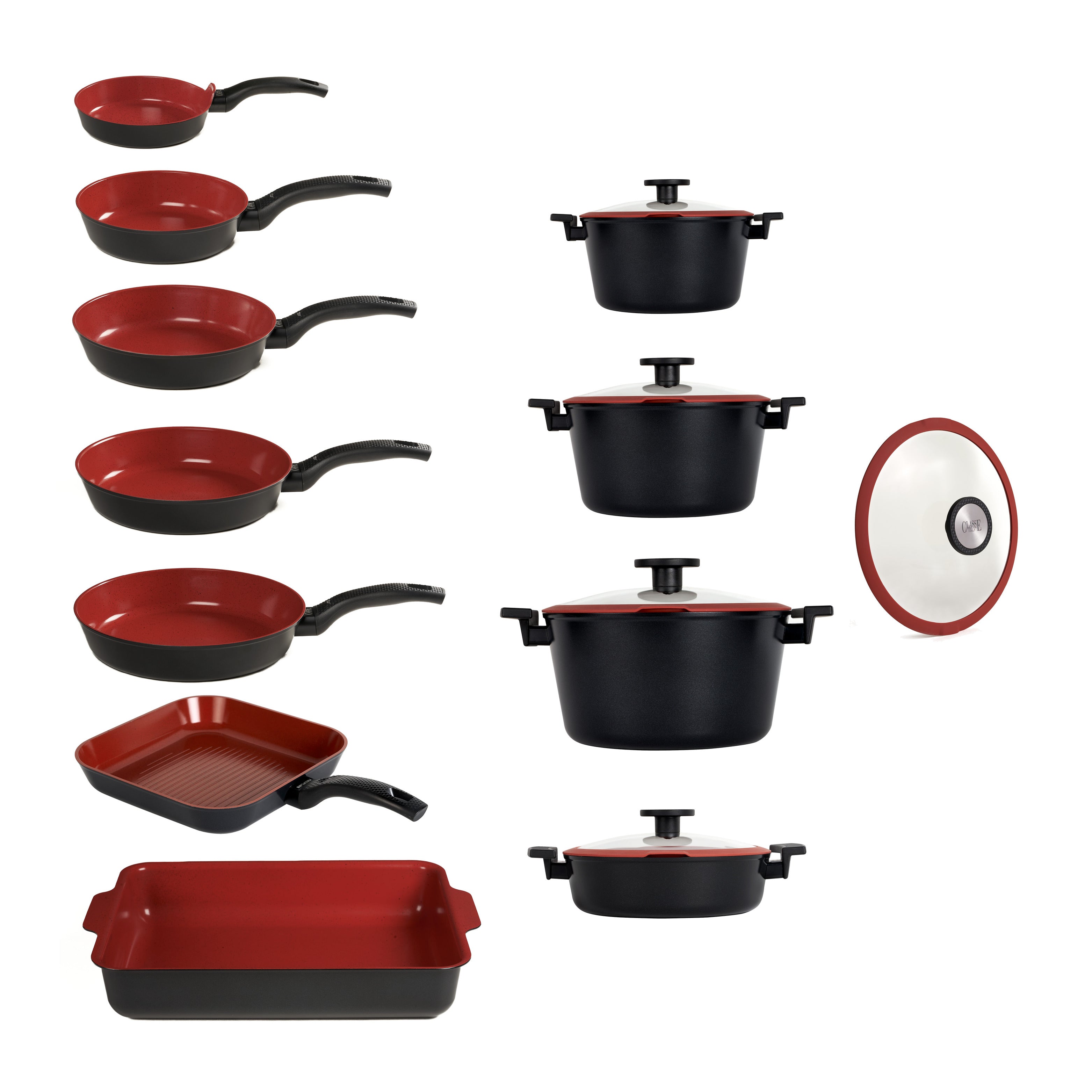 Batteria 16 pz Padelle Antiaderenti senza PFAS Tuscany Classe Italy 